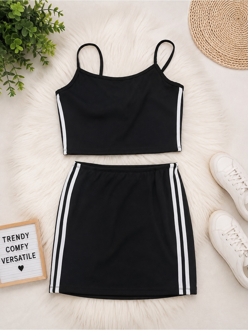 Othr Black Mini Set with White Side Stripes